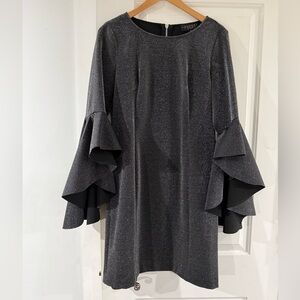 LAUNDRY by Shelli Segal Elegant Black and Silver Women's Evening, Sleeve Detail